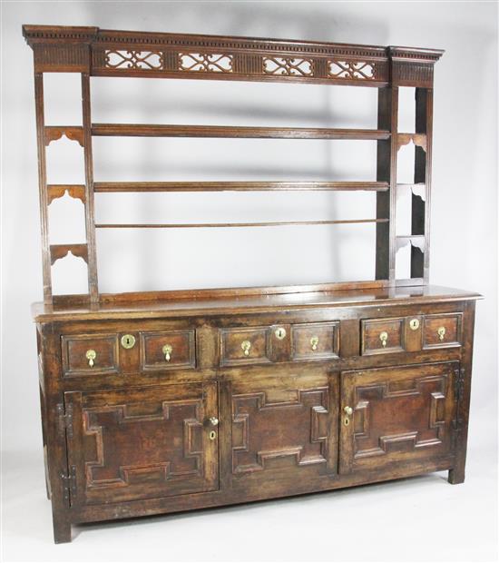 An 18th century oak dresser, W.6ft 0.5in.